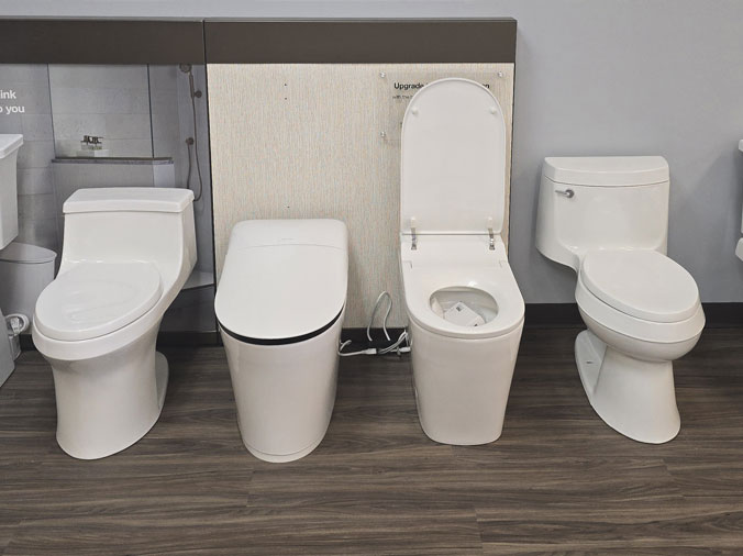 VArious toilets in the Penstan Indiana, PA Kithcen & Bath Boutique